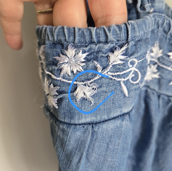 New Blue Tencel Ruffle Top - Picture 4 of 11